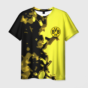 Мужская футболка 3D с принтом Borussia sport geometry yellow в Кировске, 100% полиэфир | прямой крой, круглый вырез горловины, длина до линии бедер | 