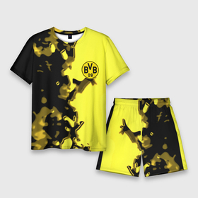 Мужской костюм с шортами 3D с принтом Borussia sport geometry yellow в Кировске,  |  | Тематика изображения на принте: 