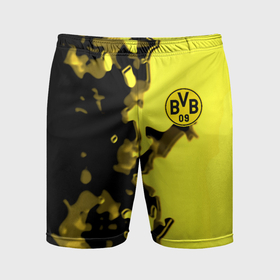 Мужские шорты спортивные с принтом Borussia sport geometry yellow в Кировске,  |  | Тематика изображения на принте: 