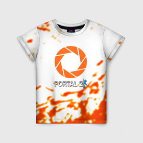 Детская футболка 3D с принтом Portal 2 orange box в Курске, 100% гипоаллергенный полиэфир | прямой крой, круглый вырез горловины, длина до линии бедер, чуть спущенное плечо, ткань немного тянется | 