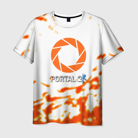 Мужская футболка 3D с принтом Portal 2 orange box в Тюмени, 100% полиэфир | прямой крой, круглый вырез горловины, длина до линии бедер | 