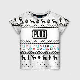 Детская футболка 3D с принтом PUBG игровой свитер с оленями , 100% гипоаллергенный полиэфир | прямой крой, круглый вырез горловины, длина до линии бедер, чуть спущенное плечо, ткань немного тянется | 
