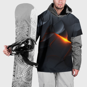 Накидка на куртку 3D с принтом Яркая оранжевая полоса на чреной абстракции в Санкт-Петербурге, 100% полиэстер |  | 