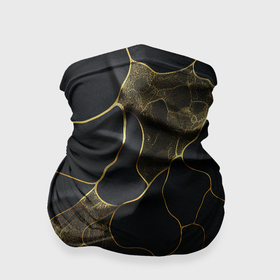 Бандана-труба 3D с принтом Золотые волнистые волны на черной ткани , 100% полиэстер, ткань с особыми свойствами — Activecool | плотность 150‒180 г/м2; хорошо тянется, но сохраняет форму | 