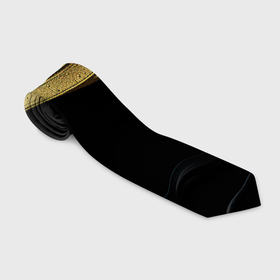Галстук 3D с принтом Золотистая волна на черной ткани в Новосибирске, 100% полиэстер | Длина 148 см; Плотность 150-180 г/м2 | 