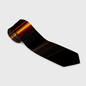 Галстук 3D с принтом Оранжевая яркая полоса на черной абстракции , 100% полиэстер | Длина 148 см; Плотность 150-180 г/м2 | Тематика изображения на принте: 