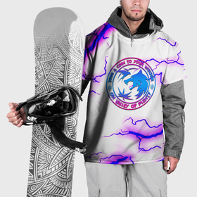 Накидка на куртку 3D с принтом Ведьмак неоновый шторм молнии в Петрозаводске, 100% полиэстер |  | Тематика изображения на принте: 