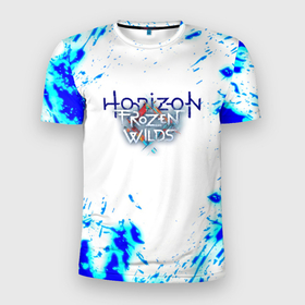 Мужская футболка 3D Slim с принтом Horizon Zero Dawn кровь роботов в Белгороде, 100% полиэстер с улучшенными характеристиками | приталенный силуэт, круглая горловина, широкие плечи, сужается к линии бедра | Тематика изображения на принте: 