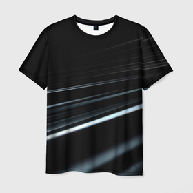 Мужская футболка 3D с принтом Black  abstract  background в Курске, 100% полиэфир | прямой крой, круглый вырез горловины, длина до линии бедер | 