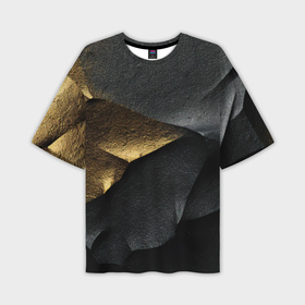 Мужская футболка oversize 3D с принтом Черная текстура с золотистым напылением в Новосибирске,  |  | 