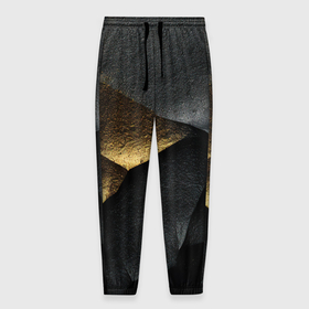 Мужские брюки 3D с принтом Черная текстура с золотистым напылением в Тюмени, 100% полиэстер | манжеты по низу, эластичный пояс регулируется шнурком, по бокам два кармана без застежек, внутренняя часть кармана из мелкой сетки | 