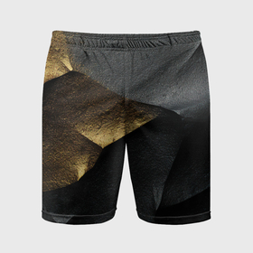 Мужские шорты спортивные с принтом Черная текстура с золотистым напылением в Тюмени,  |  | 