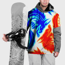 Накидка на куртку 3D с принтом Битва драконов огонь в Тюмени, 100% полиэстер |  | 