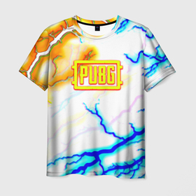 Мужская футболка 3D с принтом PUBG storm electrix в Курске, 100% полиэфир | прямой крой, круглый вырез горловины, длина до линии бедер | 