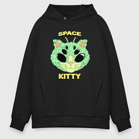 Мужское худи Oversize хлопок с принтом Space kitty в Петрозаводске, френч-терри — 70% хлопок, 30% полиэстер. Мягкий теплый начес внутри —100% хлопок | боковые карманы, эластичные манжеты и нижняя кромка, капюшон на магнитной кнопке | Тематика изображения на принте: 