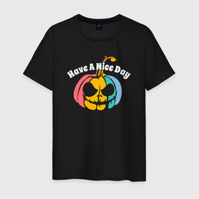 Мужская футболка хлопок с принтом Желаю хорошего дня в Тюмени, 100% хлопок | прямой крой, круглый вырез горловины, длина до линии бедер, слегка спущенное плечо. | Тематика изображения на принте: 
