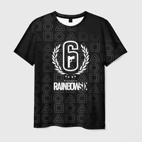 Мужская футболка 3D с принтом Rainbox six текстура игровая , 100% полиэфир | прямой крой, круглый вырез горловины, длина до линии бедер | 