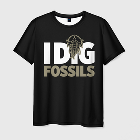 Мужская футболка 3D с принтом I dig fossils в городе Новоалтайск, 100% полиэфир | прямой крой, круглый вырез горловины, длина до линии бедер | 