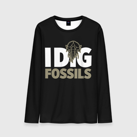 Мужской лонгслив 3D с принтом I dig fossils в городе Новоалтайск, 100% полиэстер | длинные рукава, круглый вырез горловины, полуприлегающий силуэт | 