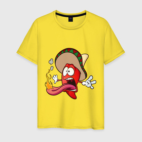 Мужская футболка хлопок с принтом Горячий мексиканский перец в Петрозаводске, 100% хлопок | прямой крой, круглый вырез горловины, длина до линии бедер, слегка спущенное плечо. | 