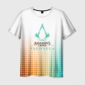 Мужская футболка 3D с принтом Assasins creed вальгала текстура , 100% полиэфир | прямой крой, круглый вырез горловины, длина до линии бедер | 