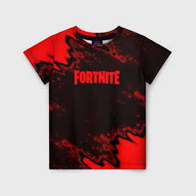 Детская футболка 3D с принтом Fortnite game colors red в Курске, 100% гипоаллергенный полиэфир | прямой крой, круглый вырез горловины, длина до линии бедер, чуть спущенное плечо, ткань немного тянется | 