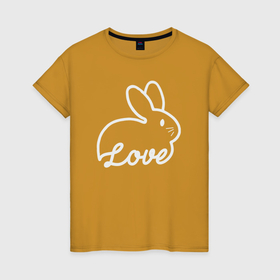 Женская футболка хлопок с принтом Love bunny в Тюмени, 100% хлопок | прямой крой, круглый вырез горловины, длина до линии бедер, слегка спущенное плечо | 