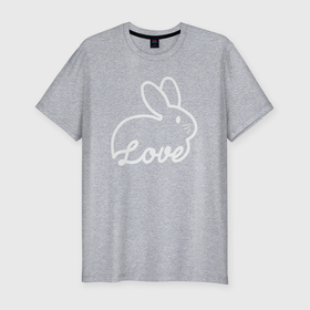 Мужская футболка хлопок Slim с принтом Love bunny в Новосибирске, 92% хлопок, 8% лайкра | приталенный силуэт, круглый вырез ворота, длина до линии бедра, короткий рукав | 