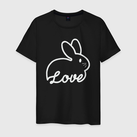 Мужская футболка хлопок с принтом Love bunny в Новосибирске, 100% хлопок | прямой крой, круглый вырез горловины, длина до линии бедер, слегка спущенное плечо. | Тематика изображения на принте: 