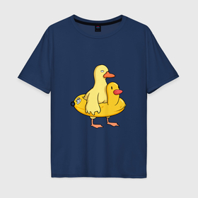 Мужская футболка хлопок Oversize с принтом Две утки в Кировске, 100% хлопок | свободный крой, круглый ворот, “спинка” длиннее передней части | 