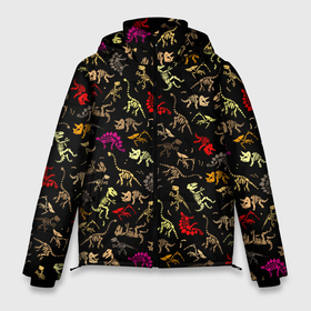 Мужская зимняя куртка 3D с принтом Colorful dinosaur   skeletons в Санкт-Петербурге, верх — 100% полиэстер; подкладка — 100% полиэстер; утеплитель — 100% полиэстер | длина ниже бедра, свободный силуэт Оверсайз. Есть воротник-стойка, отстегивающийся капюшон и ветрозащитная планка. 

Боковые карманы с листочкой на кнопках и внутренний карман на молнии. | Тематика изображения на принте: 