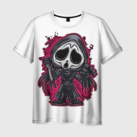 Мужская футболка 3D с принтом Scream мульт в Тюмени, 100% полиэфир | прямой крой, круглый вырез горловины, длина до линии бедер | 