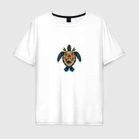 Мужская футболка хлопок Oversize с принтом Векторная черепаха в Петрозаводске, 100% хлопок | свободный крой, круглый ворот, “спинка” длиннее передней части | Тематика изображения на принте: 