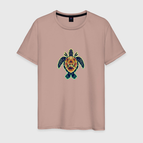 Мужская футболка хлопок с принтом Векторная черепаха в Кировске, 100% хлопок | прямой крой, круглый вырез горловины, длина до линии бедер, слегка спущенное плечо. | 