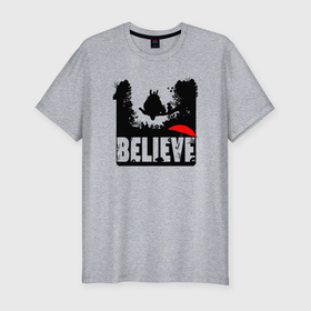 Мужская футболка хлопок Slim с принтом Believe Totoro в Екатеринбурге, 92% хлопок, 8% лайкра | приталенный силуэт, круглый вырез ворота, длина до линии бедра, короткий рукав | Тематика изображения на принте: 