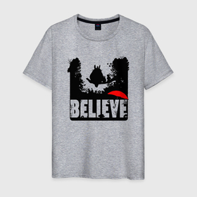 Мужская футболка хлопок с принтом Believe Totoro в Екатеринбурге, 100% хлопок | прямой крой, круглый вырез горловины, длина до линии бедер, слегка спущенное плечо. | Тематика изображения на принте: 