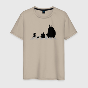Мужская футболка хлопок с принтом Totoro abbey road в Новосибирске, 100% хлопок | прямой крой, круглый вырез горловины, длина до линии бедер, слегка спущенное плечо. | 