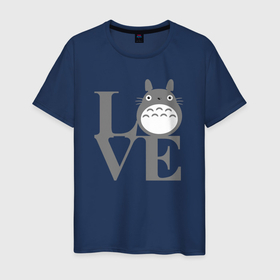 Мужская футболка хлопок с принтом Love Totoro в Кировске, 100% хлопок | прямой крой, круглый вырез горловины, длина до линии бедер, слегка спущенное плечо. | Тематика изображения на принте: 