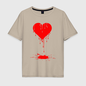 Мужская футболка хлопок Oversize с принтом Bloody heart в Тюмени, 100% хлопок | свободный крой, круглый ворот, “спинка” длиннее передней части | 