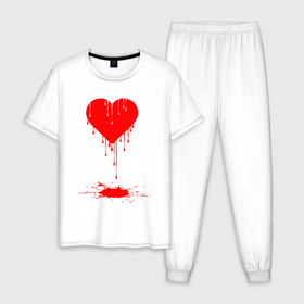 Мужская пижама хлопок с принтом Bloody heart в Тюмени, 100% хлопок | брюки и футболка прямого кроя, без карманов, на брюках мягкая резинка на поясе и по низу штанин
 | 