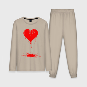 Мужская пижама с лонгсливом хлопок с принтом Bloody heart в Тюмени,  |  | 