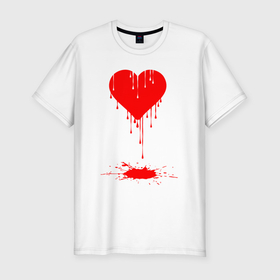 Мужская футболка хлопок Slim с принтом Bloody heart в Тюмени, 92% хлопок, 8% лайкра | приталенный силуэт, круглый вырез ворота, длина до линии бедра, короткий рукав | 