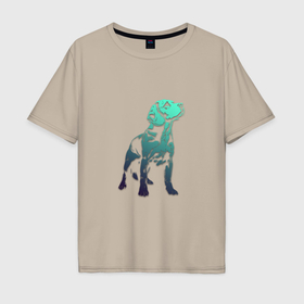 Мужская футболка хлопок Oversize с принтом Уверенный пёс в Рязани, 100% хлопок | свободный крой, круглый ворот, “спинка” длиннее передней части | 