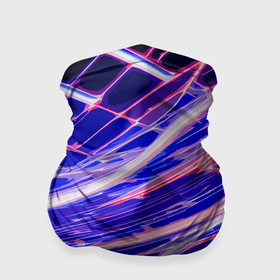 Бандана-труба 3D с принтом Белые и красные линии на синем фоне в Белгороде, 100% полиэстер, ткань с особыми свойствами — Activecool | плотность 150‒180 г/м2; хорошо тянется, но сохраняет форму | 