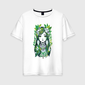 Женская футболка хлопок Oversize с принтом Фея весны в Тюмени, 100% хлопок | свободный крой, круглый ворот, спущенный рукав, длина до линии бедер
 | 