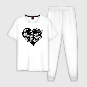 Мужская пижама хлопок с принтом Сердце текстура в Белгороде, 100% хлопок | брюки и футболка прямого кроя, без карманов, на брюках мягкая резинка на поясе и по низу штанин
 | 