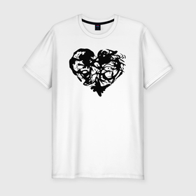 Мужская футболка хлопок Slim с принтом Сердце текстура в Санкт-Петербурге, 92% хлопок, 8% лайкра | приталенный силуэт, круглый вырез ворота, длина до линии бедра, короткий рукав | 