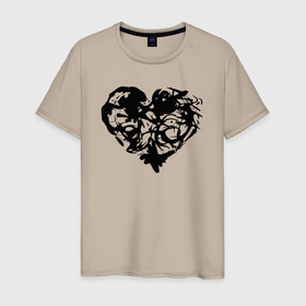 Мужская футболка хлопок с принтом Сердце текстура в Екатеринбурге, 100% хлопок | прямой крой, круглый вырез горловины, длина до линии бедер, слегка спущенное плечо. | 