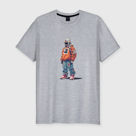 Мужская футболка хлопок Slim с принтом Мобильный воин Гандам рэпер в Курске, 92% хлопок, 8% лайкра | приталенный силуэт, круглый вырез ворота, длина до линии бедра, короткий рукав | 