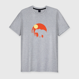 Мужская футболка хлопок Slim с принтом Медведь на фоне природы в Курске, 92% хлопок, 8% лайкра | приталенный силуэт, круглый вырез ворота, длина до линии бедра, короткий рукав | 